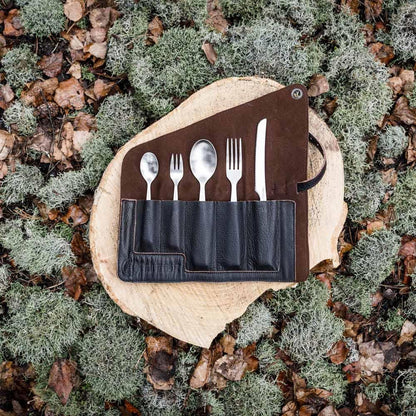 Leather cutlery bag