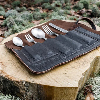 Leather cutlery bag